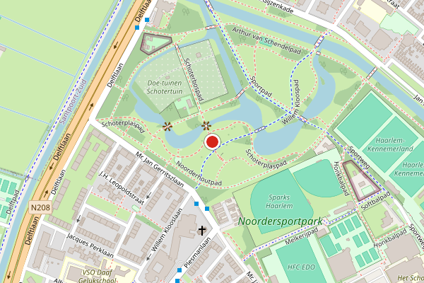 Brandweer-melding op Schoterbospad, Haarlem op 29 mei, kaart-overzicht