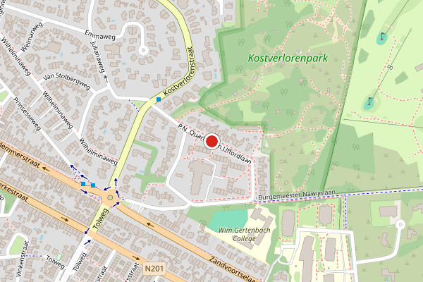 Brandweer-melding op Jhr. P.N. Quarles van Uffordlaan, Zandvoort op 30 mei, kaart-overzicht