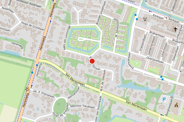 Brandweer-melding op W. Denijslaan, Heemstede op 1 juni, kaart-overzicht