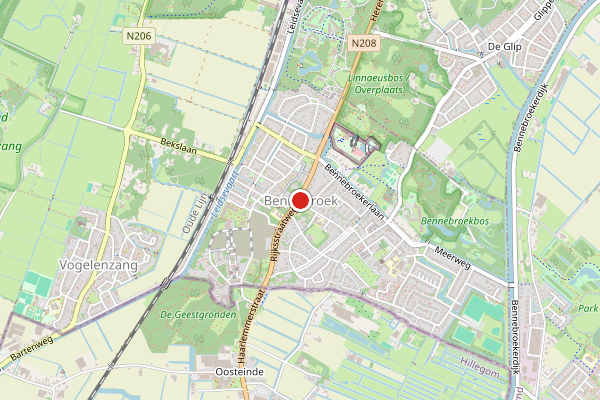 Brandweer-melding op Witte de Withlaan, Bennebroek op 3 juni, kaart-overzicht
