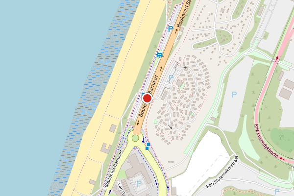 Brandweer-melding op Strandafgang Barnaart, Zandvoort op 4 juni, kaart-overzicht
