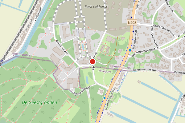 Brandweer-melding op Rijksstraatweg, Bennebroek op 5 juni, kaart-overzicht
