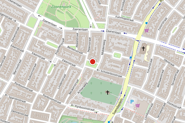 Brandweer-melding op Schoterbosplein, Haarlem op 7 juni, kaart-overzicht