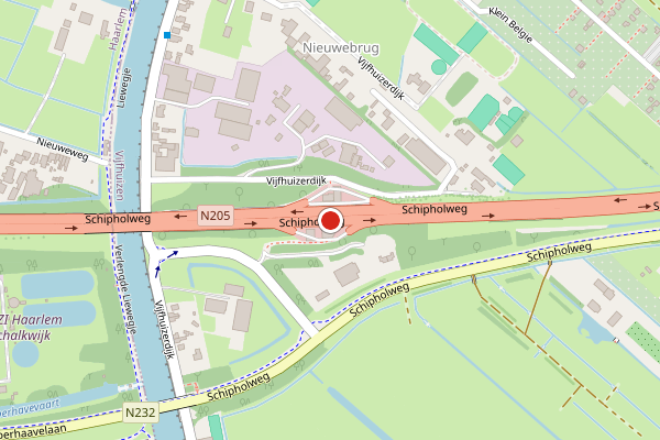 Brandweer-melding op Provincialeweg N205, Vijfhuizen op 7 juni, kaart-overzicht