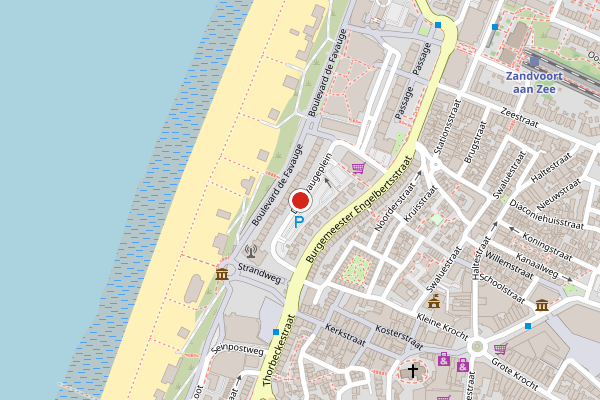 Brandweer-melding op de Favaugeplein, Zandvoort op 7 juni, kaart-overzicht