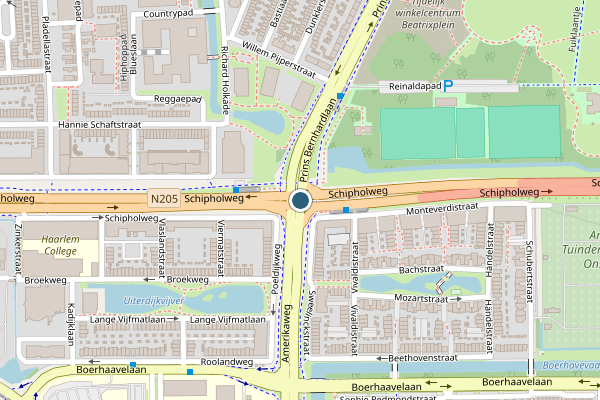 Politie-melding op Amerikaweg, Haarlem op 8 juni, kaart-overzicht