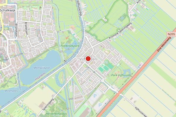 Brandweer-melding op Liniepad, Vijfhuizen op 9 juni, kaart-overzicht