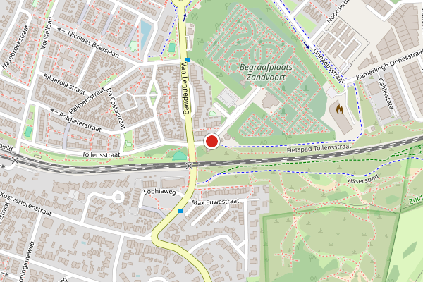 Brandweer-melding op Tollensstraat, Zandvoort op 10 juni, kaart-overzicht