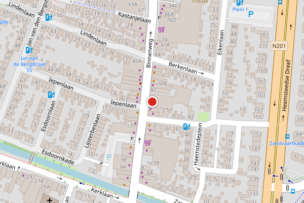 Brandweer-melding op Binnenweg, Heemstede op 13 juni, kaart-overzicht