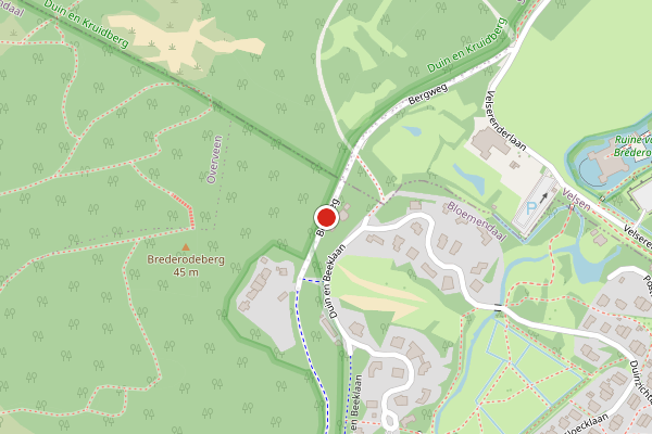 Brandweer-melding op Bergweg, Bloemendaal op 13 juni, kaart-overzicht