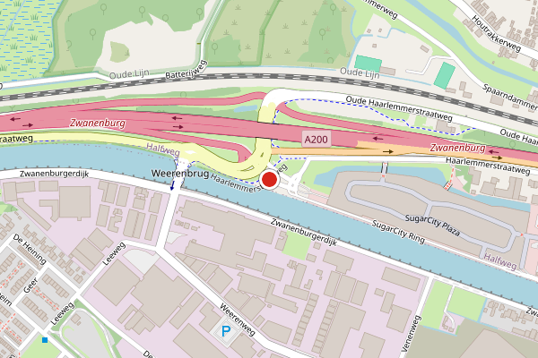 Brandweer-melding op Haarlemmerstraatweg, Halfweg op 16 juni, kaart-overzicht