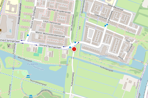 Brandweer-melding op Fuikvaartweg, Haarlem op 16 juni, kaart-overzicht