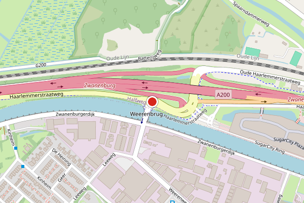 Brandweer-melding op Weerenweg, Halfweg op 16 juni, kaart-overzicht