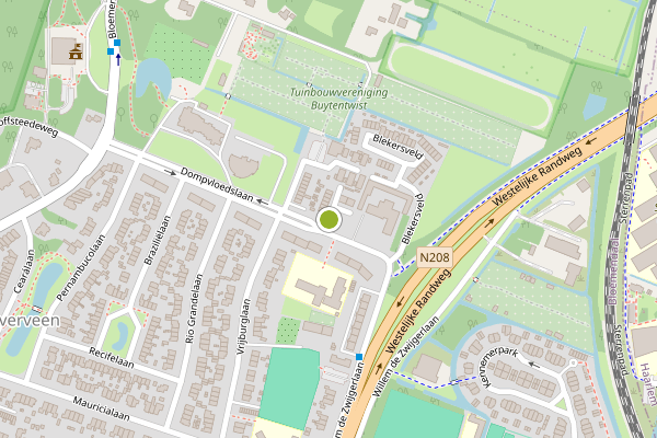 Ambulance-melding op Dompvloedslaan, Overveen op 17 juni, kaart-overzicht