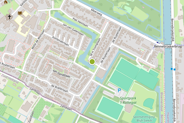 Ambulance-melding op M H Tromplaan, Bennebroek op 19 juni, kaart-overzicht