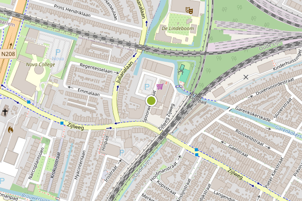 Ambulance-melding op Spoorwegstraat, Haarlem op 19 juni, kaart-overzicht