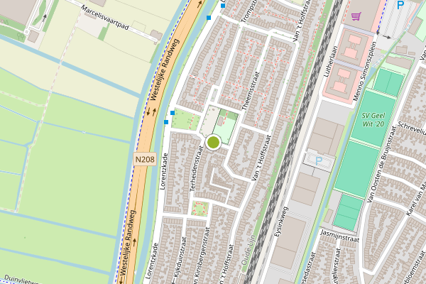 Ambulance-melding op Theemsplein, Haarlem op 20 juni, kaart-overzicht