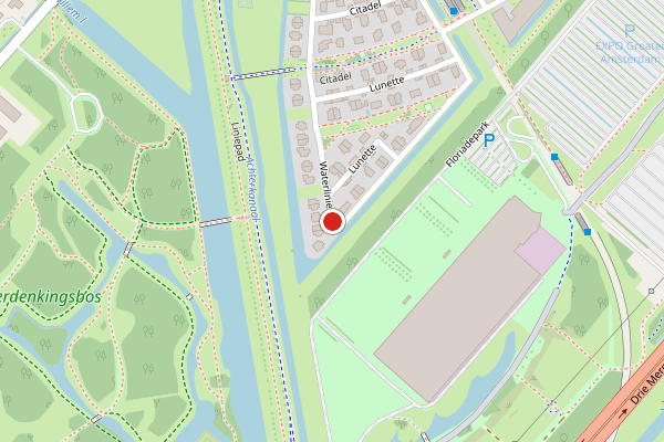 Brandweer-melding op Waterlinie, Vijfhuizen op 20 juni, kaart-overzicht