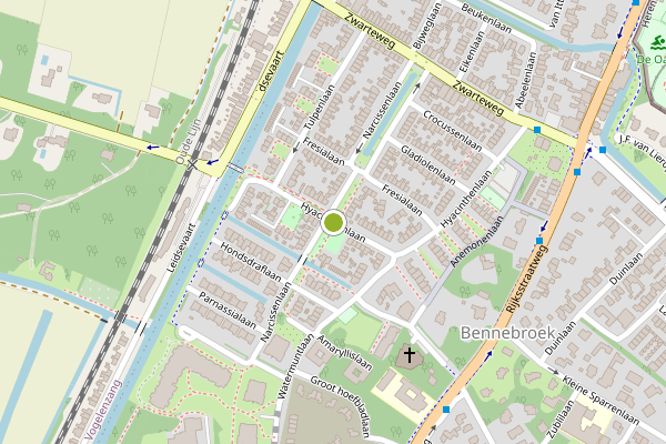 Ambulance-melding op Hyacinthenlaan, Bennebroek op 20 juni, kaart-overzicht