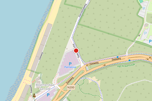 Brandweer-melding op Parnassiaweg, Overveen op 22 juni, kaart-overzicht