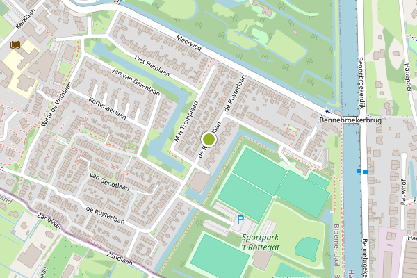 Ambulance-melding op de Ruyterlaan, Bennebroek op 23 juni, kaart-overzicht