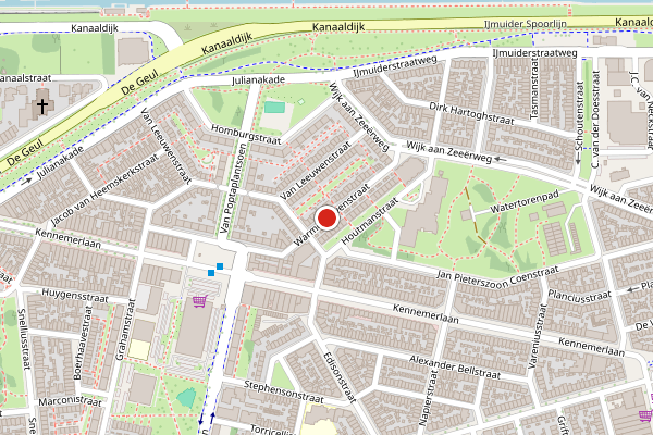 Brandweer-melding op Warmenhovenstraat, IJmuiden op 23 juni, kaart-overzicht
