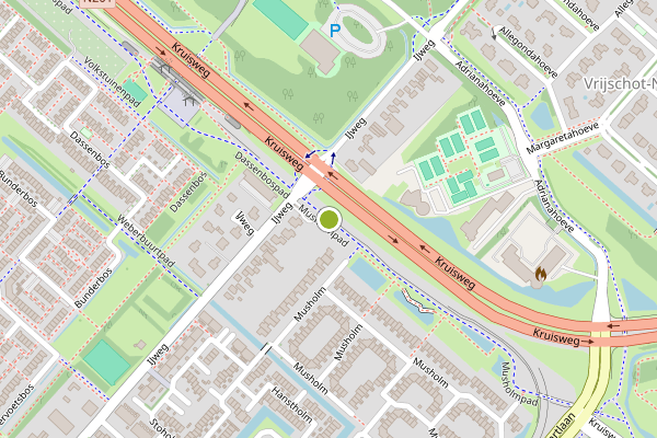 Ambulance-melding op Musholmpad, Hoofddorp op 23 juni, kaart-overzicht