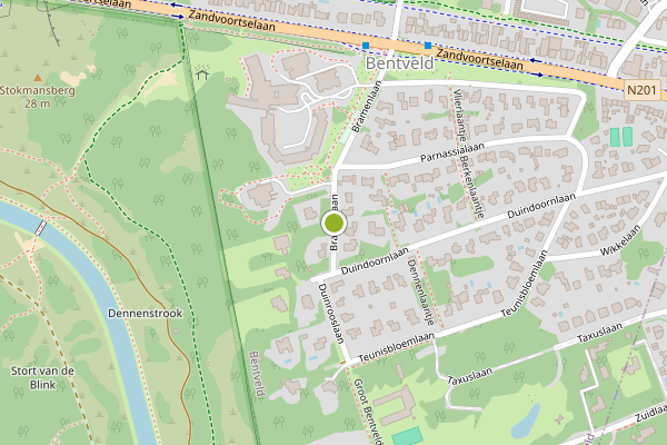 Ambulance-melding op Bramenlaan, Bentveld op 24 juni, kaart-overzicht