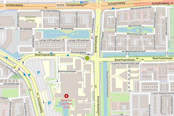 Ambulance-melding op Boerhaavelaan, Haarlem op 24 juni, kaart-overzicht