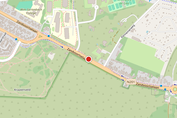 Brandweer-melding op Zandvoortselaan, Zandvoort op 24 juni, kaart-overzicht