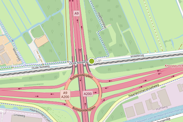 Ambulance-melding op Vinkebrug, Halfweg op 25 juni, kaart-overzicht