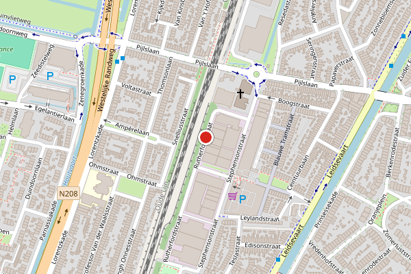 Brandweer-melding op Rutherfordstraat, Haarlem op 25 juni, kaart-overzicht