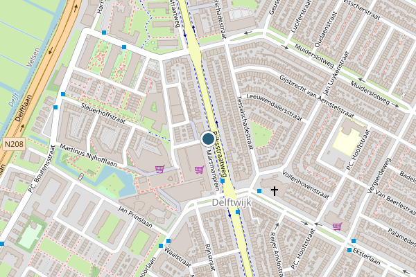 Politie-melding op Marsmanplein, Haarlem op 25 juni, kaart-overzicht