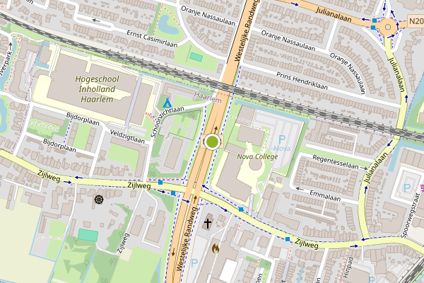 Ambulance-melding op Westelijke Randweg, Haarlem op 25 juni, kaart-overzicht