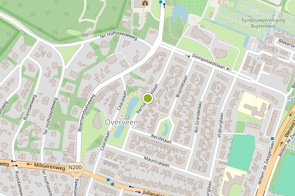 Ambulance-melding op Pernambucolaan, Overveen op 26 juni, kaart-overzicht