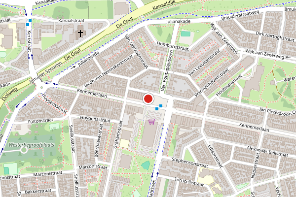 Brandweer-melding op Moerbergplantsoen, IJmuiden op 27 juni, kaart-overzicht
